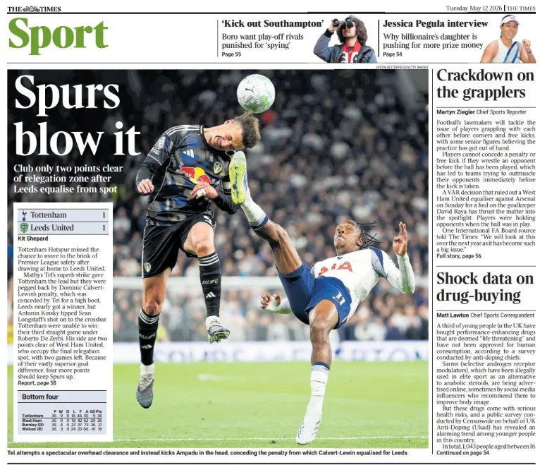 The Times back page